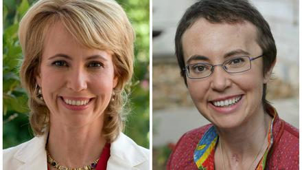 Gabrielle Giffords vor und nach dem Attentat.