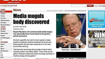 Mitten im britischen Medienskandal LulzSec drang LulzSec in die Server der "Sun" ein und veröffentlichte eine Falschmeldung über den Tod des Medienmoguls Rupert Murdoch.