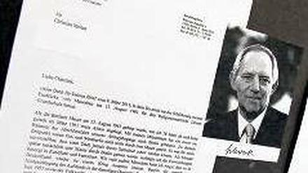 Der Brief des Bundesfinanzministers in der Ausstellung.