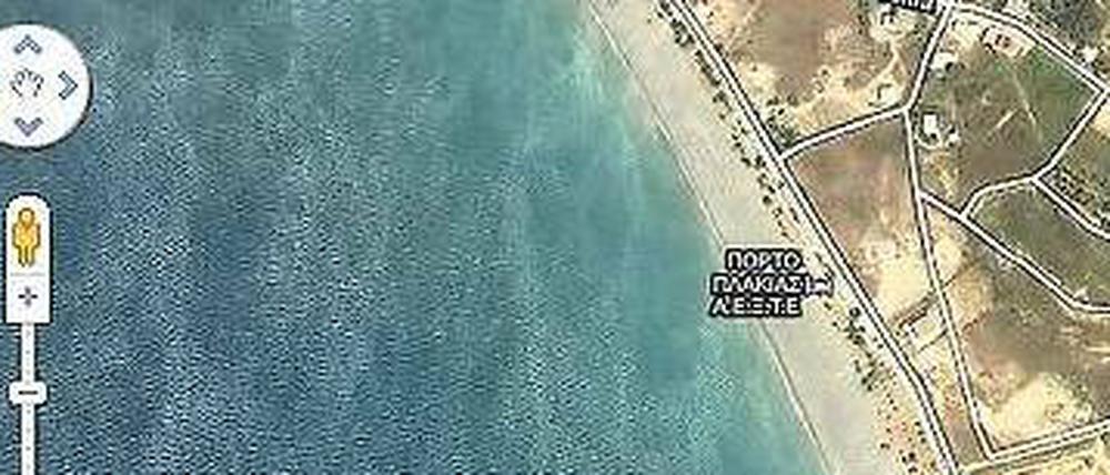 Bloß keine Zufälle. Wie weit ist es bis zum Strand? Wann wirft die Steilküste Schatten? Google-Maps, hier über dem kretischen Plakias, lässt keine Frage offen.