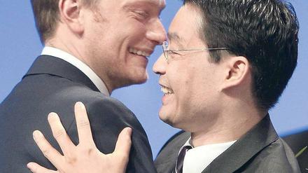 Parteifreunde. Christian Lindner (links), Philipp Rösler. Foto: pa/dpa