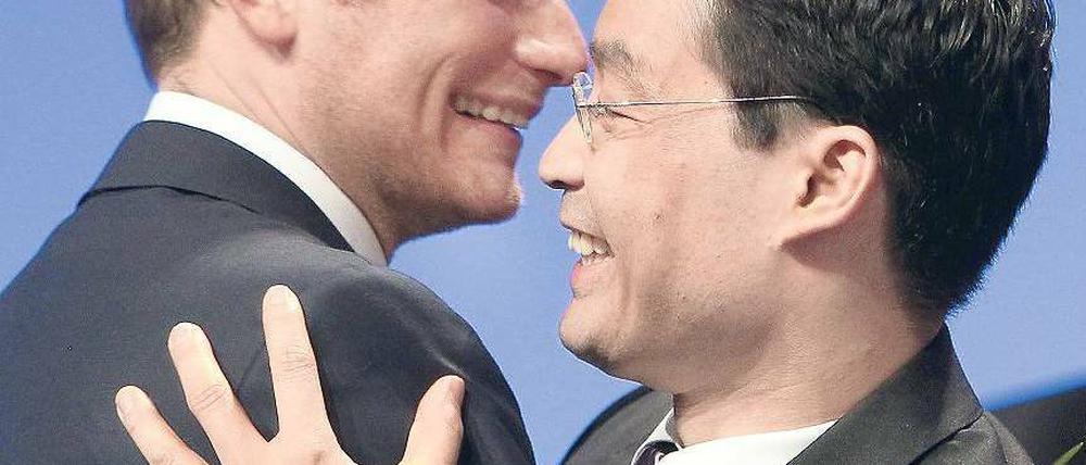 Parteifreunde. Christian Lindner (links), Philipp Rösler. Foto: pa/dpa