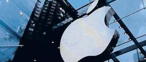 Hoch hinaus. Das Apfel-Logo gehört zum Markenimage, das Apple verteidigt. Foto: dpa