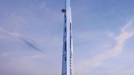 Das höchste Gebäude der Welt. Diese Computeranimation zeigt den Entwurf, den Prinz Alwaleed bin Talal al-Saud bauen lässt. Noch in diesem Jahr sollen die Arbeiten beginnen, fünf Jahre später soll das Gebäude fertiggestellt sein. 