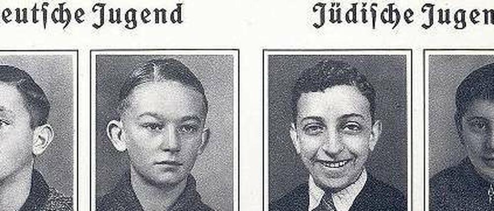 Die Seele der Rasse? In einem nationalsozialistischen Buch zur „Erblehre“ werden Porträts angeblich rassetypischer Kinder gegenübergestellt.