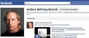 Der Screenshot vom Freitagabend zeigt die inzwischen gesperrte Facebook-Seite von Anders Behring Breivik, dem mutmaßlichen Attentäter von Oslo und Utoya.