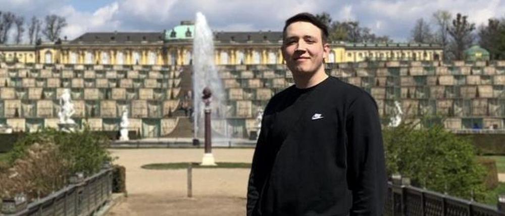 Am Schloss Sanssouci in Potsdam startete Rittel seine Tour.