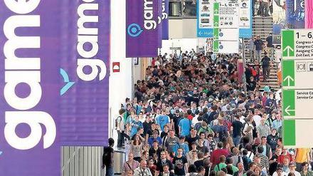 Wegen Überfüllung geschlossen: Besucheransturm auf der Spielemesse. Foto: dpa