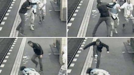 Mehrfach trat der Täter dem am Boden liegenden Opfer an den Kopf.