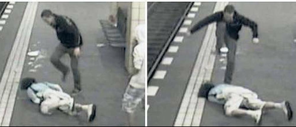 Mehrfach trat der Täter dem am Boden liegenden Opfer an den Kopf.