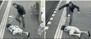 Mehrfach trat der Täter dem am Boden liegenden Opfer an den Kopf.