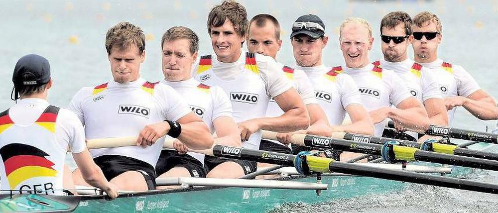 Ziehen für Deutschland. Der Achter will seinen Weltmeistertitel verteidigen. Foto: p-a/dpa