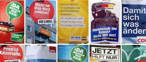 Bunte Plakate auf jedem freien Zentimeter: Bis zum 18. September bestimmen Wahlplakate Berlins Stadtbild.