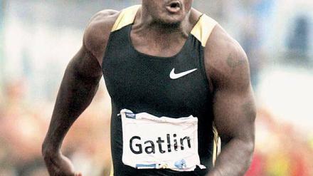 Kraftpaket mit Vergangenheit. Olympiasieger Justin Gatlin aus den USA war wegen eines Dopingvergehens gesperrt. Foto: dpa