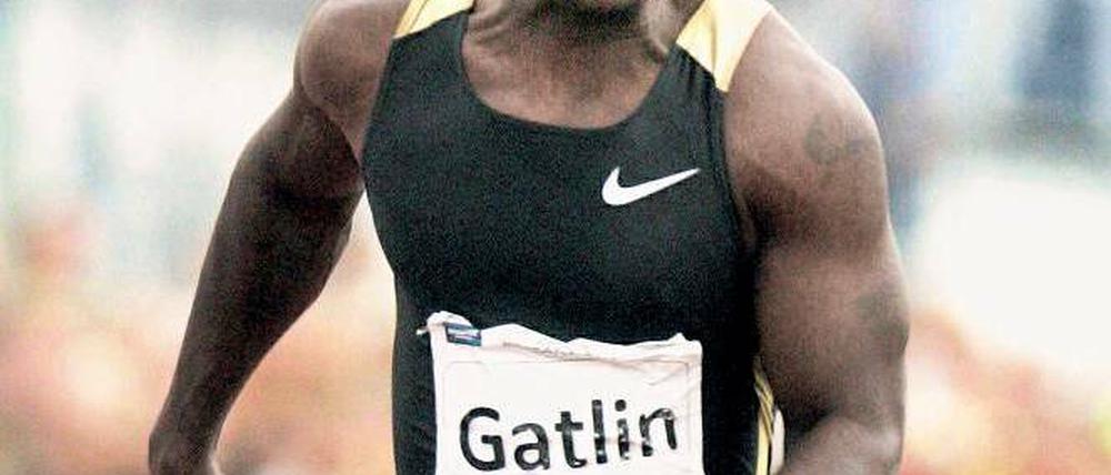 Kraftpaket mit Vergangenheit. Olympiasieger Justin Gatlin aus den USA war wegen eines Dopingvergehens gesperrt. Foto: dpa