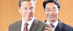 Parteifreunde - was immer das heißen mag: FDP-Vorsitzender Rösler und Außenminister Westerwelle.