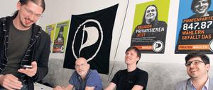 Alle Mann an Deck. Die Piraten Martin Delius, Ben de Biel, Spitzenkandidat Andreas Baum und Christopher Lauer.