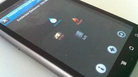 Startbildschirm des Spiels "Alchemy" auf einem Android-Smartphone.