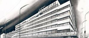 Großstadtkreuzer. Geschäftshaus Knesebeckstraße/Kurfürstendamm von Schwebes & Schoszberger (1966). Foto: Architekturmuseum