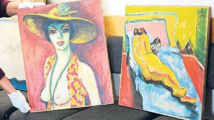 Schön, aber nicht von prominenter Künstlerhand: „Frauenportrait mit Hut“, angeblich von Kees van Dongen, und „Frauenakt, Liegender (weiblicher) Akt mit Katze“, angeblich von Max Pechstein. Zwei von 47 Bildern, die in den Kunstmarkt geschleust wurden. 