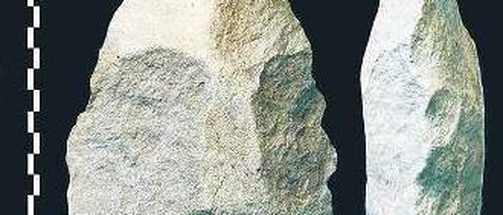 Handlich. Faustkeile von Homo erectus, entdeckt in Kenia. Foto: P.-J. Texier/MPK/WTAP