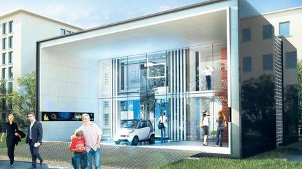 Elektroauto inklusive. So soll das Energie-Plus-Haus in der Berliner Fasanenstraße aussehen. 