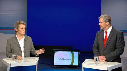 Konfrontation ist anders: Renate Künast machte Klaus Wowereit fast schon ein Koalitionsangebot. Auch wenn sie selbst für einen rot-grünen Senat nicht zur Verfügung stehen will.