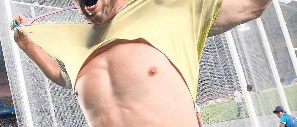 Kraftprotz. Weltmeister Robert Harting wirft beim Istaf.