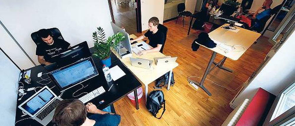 Die „6 Wunderkinder“. In einem Büro in Mitte hat das Webunternehmen erfolgreiche Apps entwickelt. Foto: dpa