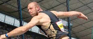 Dem zweifache Weltmeister Robert Harting gelang gleich bei seinem ersten Versuch der weiteste Wurf des ganzen Diskuswettbewerbs.