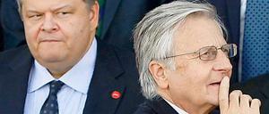 Nicht ganz auf einer Linie? Griechenlands Finanzminister Venizelos (l.) beäugt EZB-Chef Trichet beim Ecofin-Treffen in Breslau.