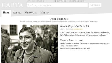 Die Autoren des Carta-Blogs trauern auf der Webseite um ihren Gründer Robin Meyer-Lucht.