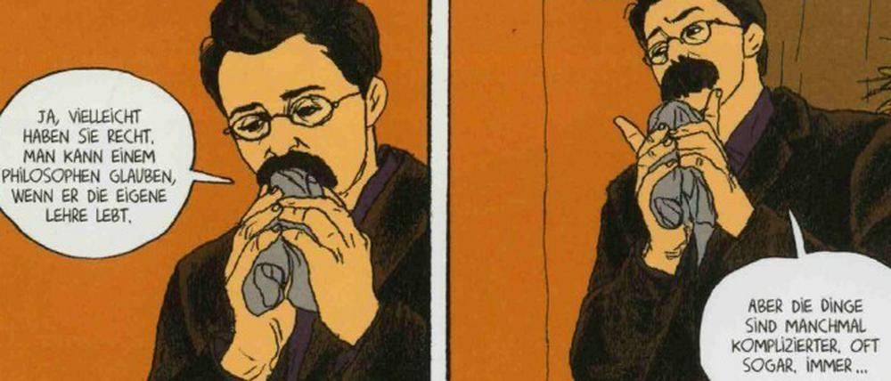Schnauzbärtiger Grübler: Eine Seite aus dem Band.