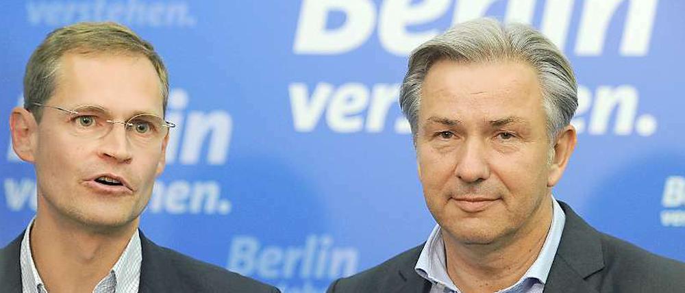 Bei ihnen wachsen die Zweifel an den rot-grünen Plänen: SPD-Landeschef Michael Müller und der Regierende Bürgermeister Klaus Wowereit.
