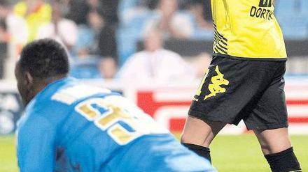 Wieder nichts. Dortmunds Neu-Nationalspieler Mario Götze kann gegen Marseille mehrere erstklassige Chancen nicht im Tor unterbringen. Foto: dpa