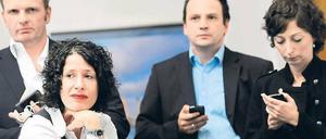 Ausgebremst. Grünen Fraktionschef Volker Ratzmann, Parteichefin Bettina Jarasch, Fraktionssprecher Matthias Schröter und Fraktionschefin Ramona Pop am Mittwoch.