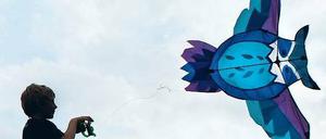 Herrscher der Lüfte. Einleiner, Mehrleiner, Lenkdrachen, Kampfdrachen, Aeroskulpturen – beim Drachen steigen lassen gibt es nichts, was es nicht gibt. Foto: Klaus-Dietmar Gabbert/dapd