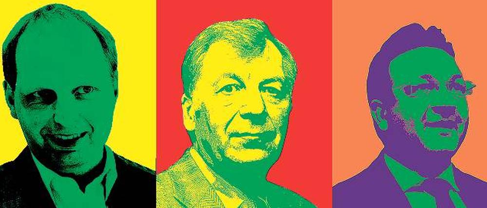 Gesichter einer Partei. Von oben links: Thomas Heilmann, Eberhard Diepgen, Frank Henkel, Ingo Schmitt, Frank Steffel und Monika Grütters.