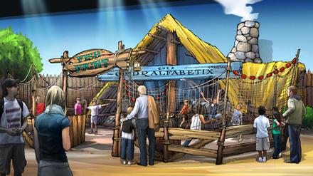 Zu Besuch im Gallierdorf: So soll es in dem reisenden Freizeitpark aussehen.