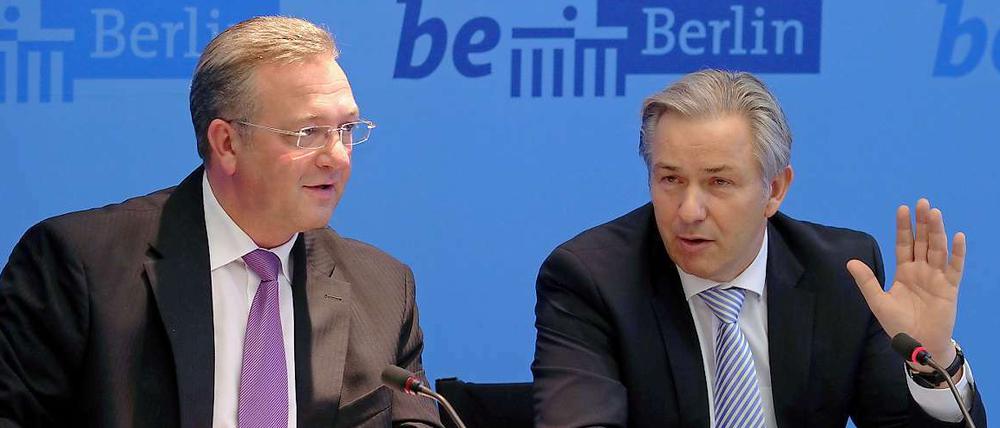 Anpacken: Frank Henkel und Klaus Wowereit verkündeten große Pläne.
