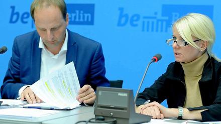 Sie traten nach der vierten Koalitionsrunde vor die Presse: Thomas Heilmann (CDU) und Iris Spranger (SPD).