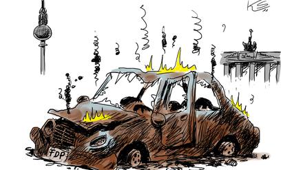 Abgefackelt: Ein Beitrag von Tagesspiegel-Zeichner Klaus Stuttmann.