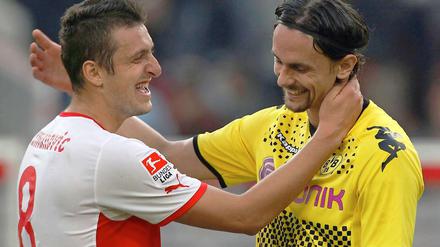Die beiden serbischen Nationalspieler Neven Subotic (r.) und Zdravko Kuzmanovic (l.) konnten mit der Punkteteilung ganz gut leben.