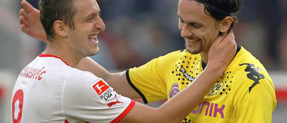 Die beiden serbischen Nationalspieler Neven Subotic (r.) und Zdravko Kuzmanovic (l.) konnten mit der Punkteteilung ganz gut leben.