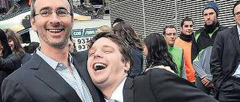 In Schale. Andrew Mason (r.) und sein Geschäftspartner Eric Lefkofsky.