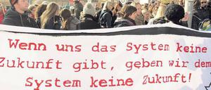 Empört. Bundesweit folgten Studenten dem Aufruf zum „Bildungsstreik“. Foto: dpa