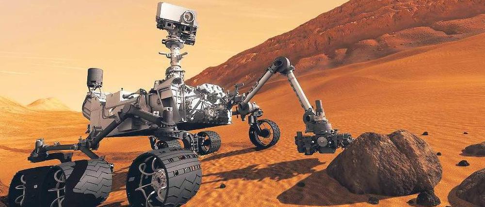 Blick in die Zukunft. Noch ist der Mars-Geländewagen auf der Erde und wartet auf seinen Start. Schwieriger ist die Landung auf dem roten Planeten. Gelingt sie, kann das Gefährt neue Informationen über die Geschichte des Mars liefern. Die Energie für Auto und Apparate liefert eine Plutoniumbatterie. 