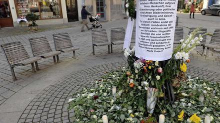 Ein von Bürgern errichtetes Mahnmal gegen Rechtsextremismus in Jena.