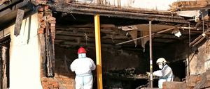 Das Haus in Zwickau, das durch eine Explosion zerstört wurde.