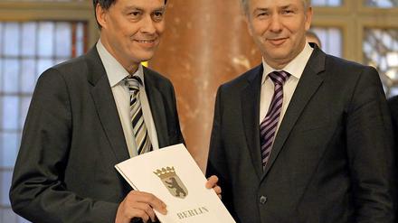 Michael Braun (l.) mit seinem Regierungschef Klaus Wowereit